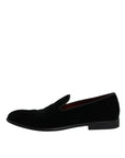 Dolce & Gabbana Black Velvet Loafers Formal Men Dress Shoes