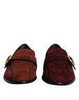 Dolce & Gabbana Bordeaux Suede Loafers Formal Men Dress Shoes