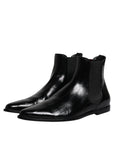 Dolce & Gabbana Black Leather Chelsea Men Ankle Boots Shoes