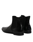 Dolce & Gabbana Black Leather Chelsea Men Ankle Boots Shoes