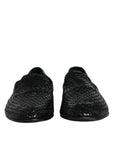 Dolce & Gabbana Black Woven Leather Slip On Loafers Shoes