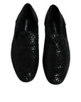 Dolce & Gabbana Black Woven Leather Slip On Loafers Shoes