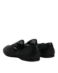 Dolce & Gabbana Black Woven Leather Slip On Loafers Shoes