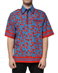 Dolce & Gabbana Blue Cherry Cotton Collared Men Polo T-shirt