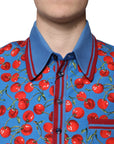 Dolce & Gabbana Blue Cherry Cotton Collared Men Polo T-shirt