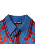 Dolce & Gabbana Blue Cherry Cotton Collared Men Polo T-shirt