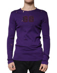 Dolce & Gabbana Purple Cotton Round Neck Pullover Men Sweater