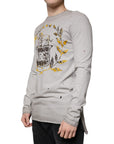 Dolce & Gabbana Gray Printed Cotton Crewneck Pullover Sweater