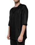 Dolce & Gabbana Black Cotton Square Neck Short Sleeve T-shirt