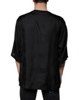 Dolce & Gabbana Black Cotton Square Neck Short Sleeve T-shirt