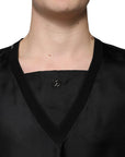 Dolce & Gabbana Black Cotton Square Neck Short Sleeve T-shirt