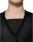 Dolce & Gabbana Black Cotton Square Neck Short Sleeve T-shirt