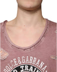 Dolce & Gabbana Brown Cotton Round Neck Sleeveless T-shirt