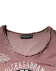 Dolce & Gabbana Brown Cotton Round Neck Sleeveless T-shirt