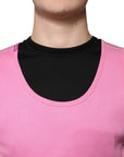 Dolce & Gabbana Pink Cotton Round Neck Sleeveless T-shirt