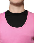 Dolce & Gabbana Pink Cotton Round Neck Sleeveless T-shirt