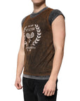 Dolce & Gabbana Brown Cotton Crew Neck Sleeveless T-shirt