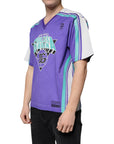 Dolce & Gabbana Purple Logo Jersey Cotton V-neck T-shirt