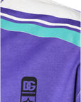 Dolce & Gabbana Purple Logo Jersey Cotton V-neck T-shirt