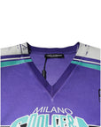 Dolce & Gabbana Purple Logo Jersey Cotton V-neck T-shirt