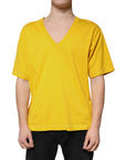 Dolce & Gabbana Yellow Cotton V-neck Short Sleeves T-shirt