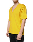 Dolce & Gabbana Yellow Cotton V-neck Short Sleeves T-shirt