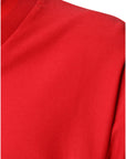 Dolce & Gabbana Red Cotton V-neck Short Sleeves T-shirt