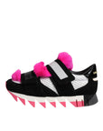 Dolce & Gabbana Black Pink Fur Embellished Sneakers Shoes