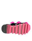 Dolce & Gabbana Black Pink Fur Embellished Sneakers Shoes