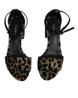 Dolce & Gabbana Gold Leopard Lurex Ankle Strap Heels Sandals Shoes