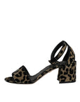 Dolce & Gabbana Gold Leopard Lurex Ankle Strap Heels Sandals Shoes