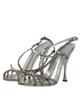 Dolce & Gabbana Silver Crystal Slingback KEIRA Sandals Shoes