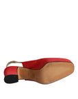 Dolce & Gabbana Red Platform Slingback Heels Sandals Shoes