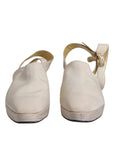 Dolce & Gabbana Off White Block Heels Slingback Sandals Shoes