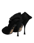 Dolce & Gabbana Black Lace Stretch Heels Mid Calf Boots Shoes
