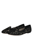 Dolce & Gabbana Black Taormina Lace Slip On Flats Shoes