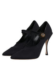 Dolce & Gabbana Black Mary Jane Stretch Crystal Pumps Shoes
