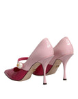 Dolce & Gabbana Two Tone Pink Leather Mary Jane Heels Pumps Shoes