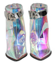 Dolce & Gabbana Silver Iridescent Pointed Short Boots Shoes