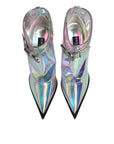 Dolce & Gabbana Silver Iridescent Pointed Short Boots Shoes