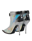 Dolce & Gabbana Silver Iridescent Pointed Short Boots Shoes