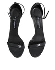 Dolce & Gabbana Grey Leather Ankle Strap Heel Sandals Shoes