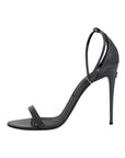 Dolce & Gabbana Grey Leather Ankle Strap Heel Sandals Shoes
