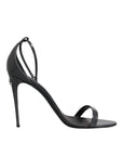 Dolce & Gabbana Grey Leather Ankle Strap Heel Sandals Shoes
