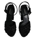 Dolce & Gabbana Black Leopard Platform Heels Sandals Shoes