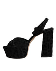 Dolce & Gabbana Black Leopard Platform Heels Sandals Shoes