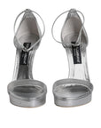 Dolce & Gabbana Silver Leather Platform Keira Sandals Shoes