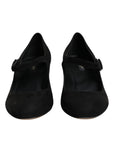 Dolce & Gabbana Black Suede Leather Block Heels Pumps Shoes