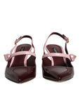 Dolce & Gabbana Pink Maroon Leather Kitten Heels Slingbacks Shoes