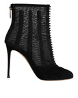 Dolce & Gabbana Black Mesh Stiletto Heels Ankle Boots Shoes